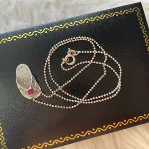 Hawaiian Slippah Flip Flop Necklace Sterling Silver